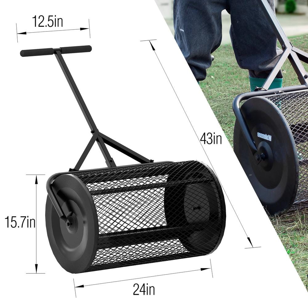 24 in. Metal Handle Peat Moss Compost Spreader - Hercitys