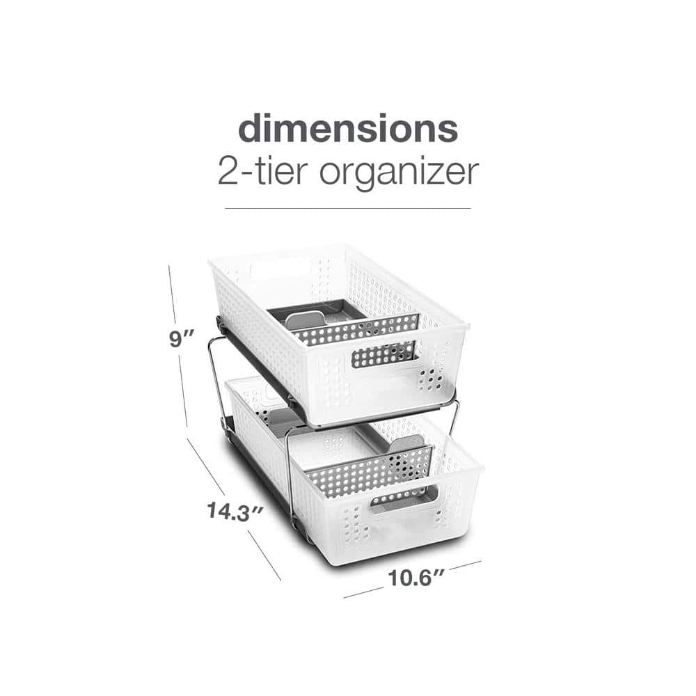 2-Tier Plastic Multipurpose Organizer with Divided Slide-Out Storage Bins, Under Sink and Cabinet Organizer Rack - Hercitys