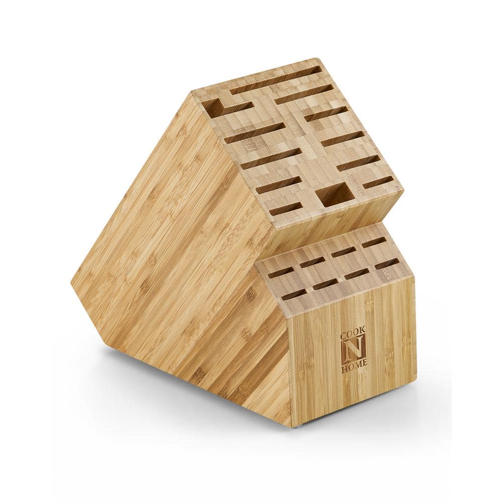 19-Slot Bamboo Universal Knife Storage Block Organizer - Hercitys