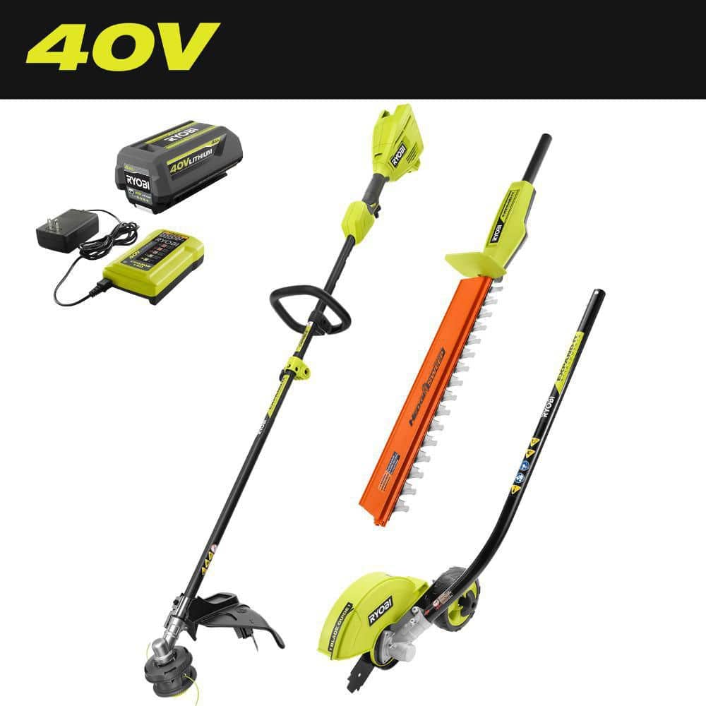 40V 15 in. Expand-It Cordless Capable String Trimmer, Edger, and Hedge Trimmer Attachments with 4.0 Ah Battery & Charger - Hercitys