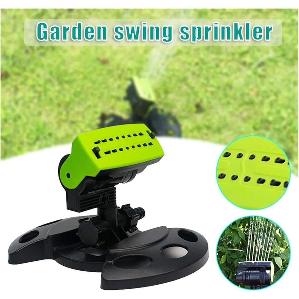 3200-sq. ft. Revolving Sprinkler 16-Hole Oscillating Sprinkler with Angle & Outlet and Spraying Adjustment, Green Finish - Hercitys