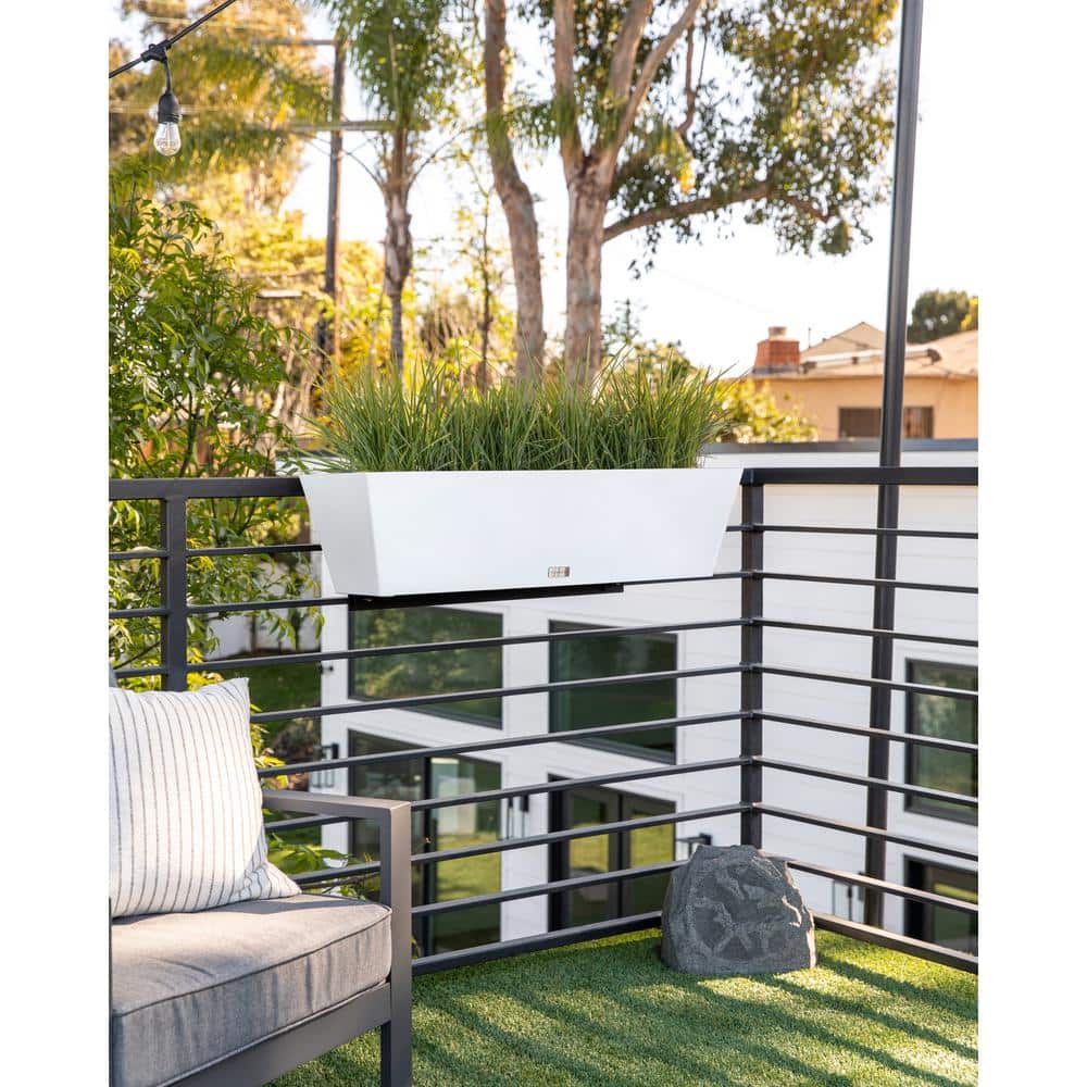 36 in. x 10 in. White Plastic Railing Window Box - Hercitys
