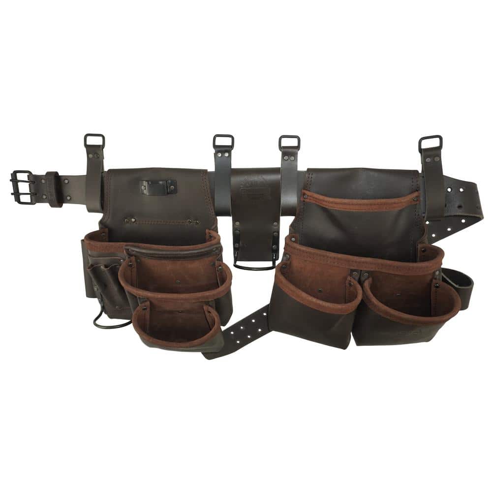 10-Pocket Oil Tanned Leather Tool Pouch Set - Hercitys