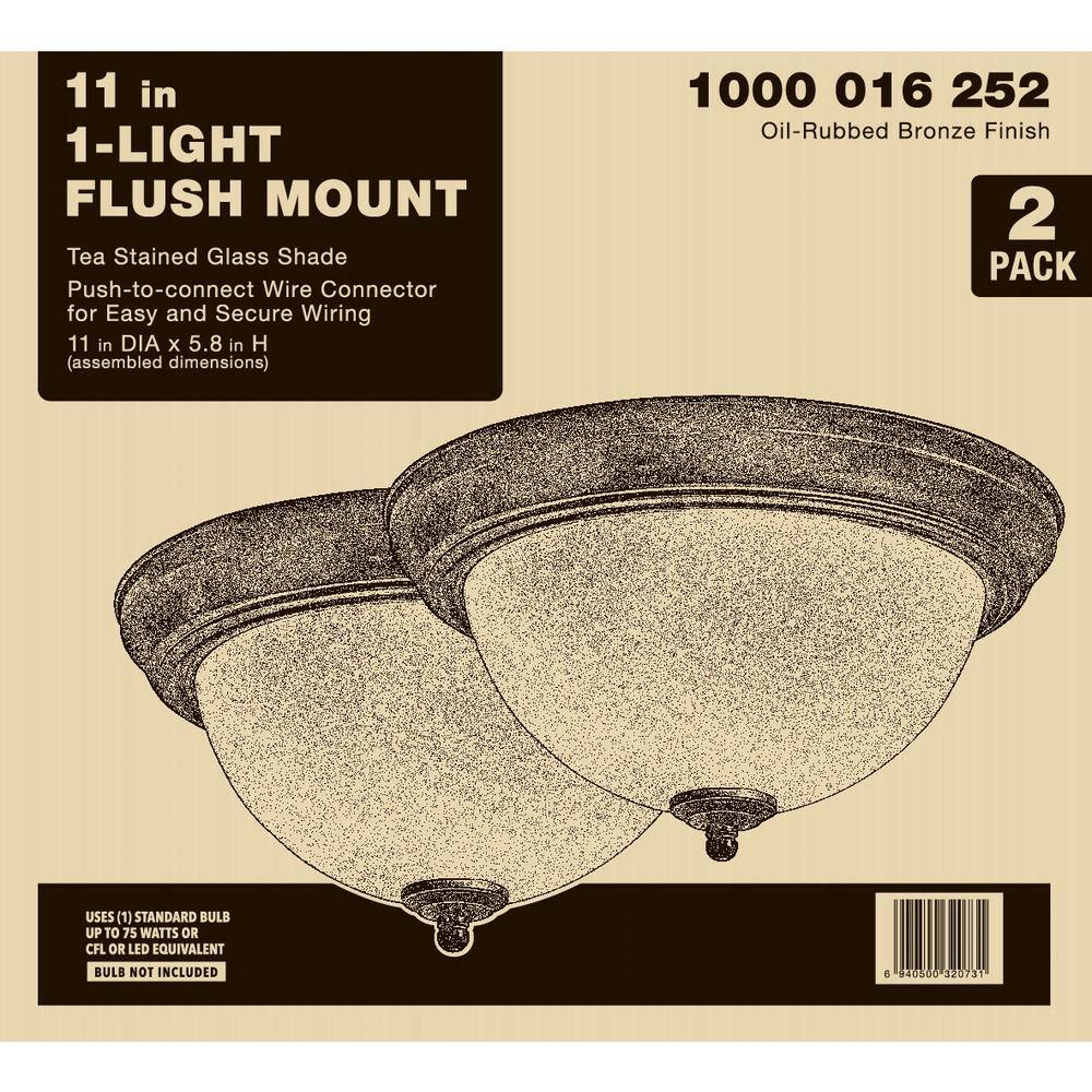 11 in. 1-Light Oil Rubbed Bronze Flush Mount (2-Pack) - Hercitys