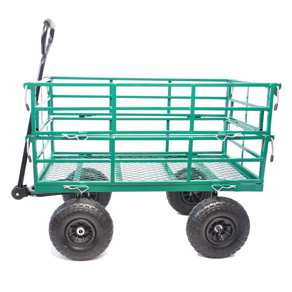 5.34 cu. ft. Heavy-Duty Metal Utility Cart Garden Cart in Green 550 lbs. - Hercitys