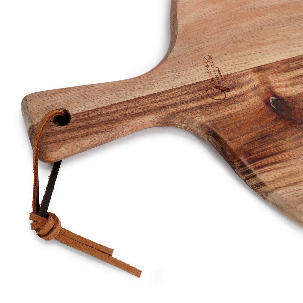 3-Piece Acacia Wood Charcuterie Serving Board and Cheese Knife Set in Brown - Hercitys