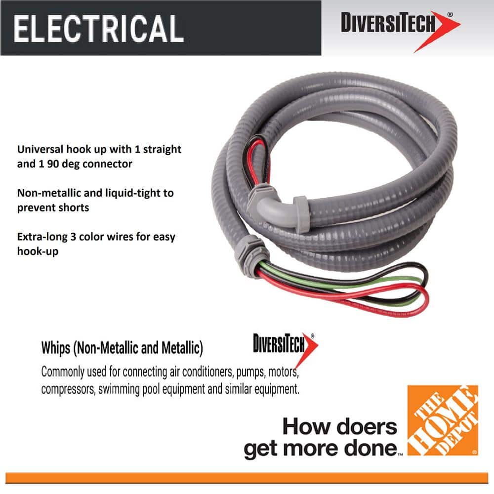 1/2 in. x 6 ft. Universal Non-Metallic Electrical Wire Whip - Hercitys