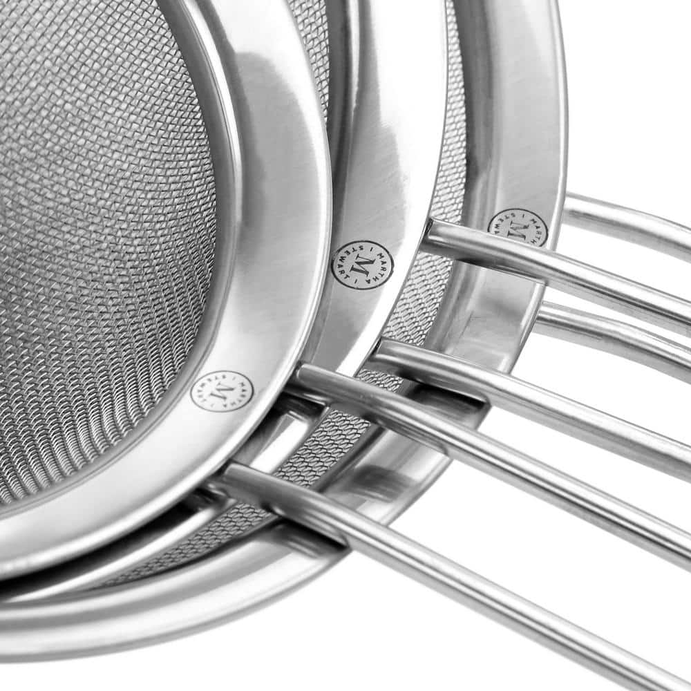 3-Piece Stainless Steel Frying Strainer Set in Silver - Hercitys