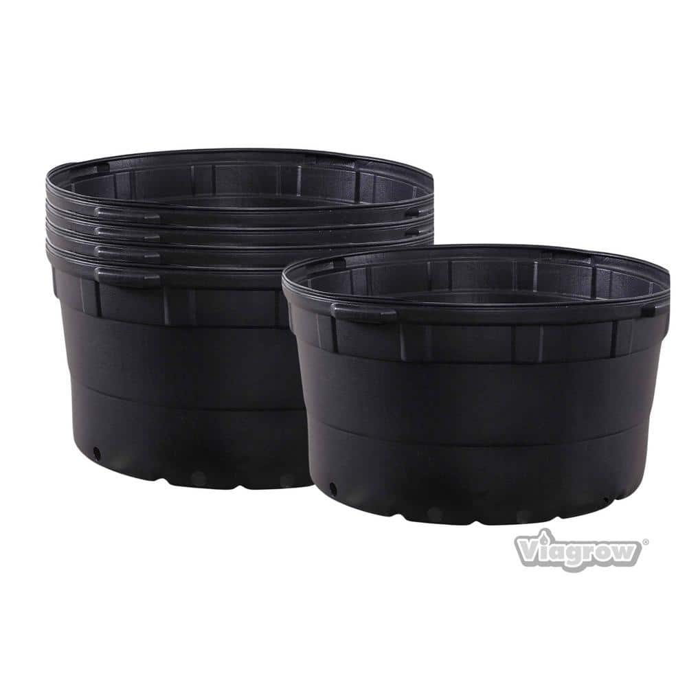 35 Gal. Plastic Round Nursery Pots-34 Actual Gallons / 128.7 Liters / 28 in. W x 15 in. H (5-Pack) - Hercitys