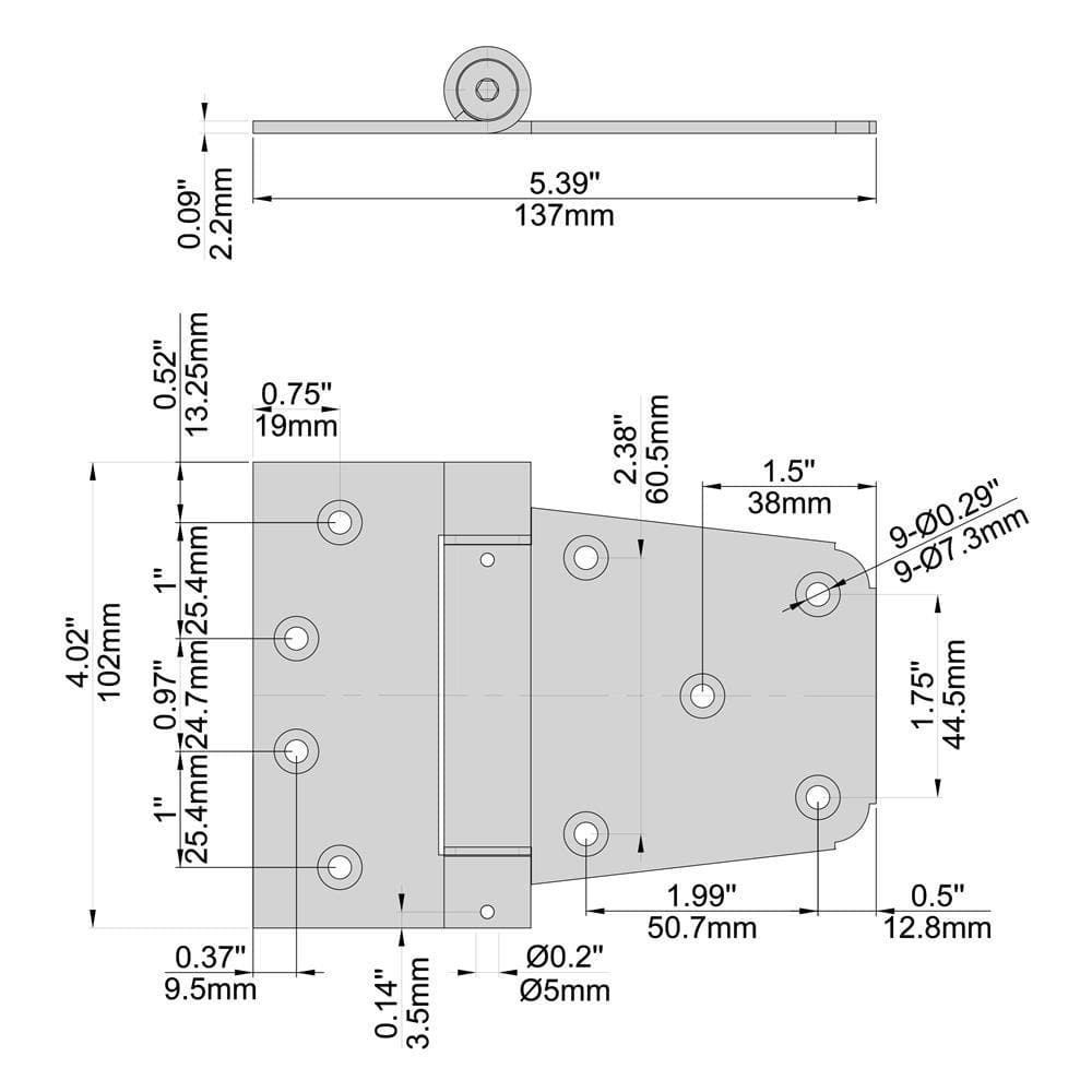 3-1/2 in. Standard Black Spring Tee Hinge - Hercitys