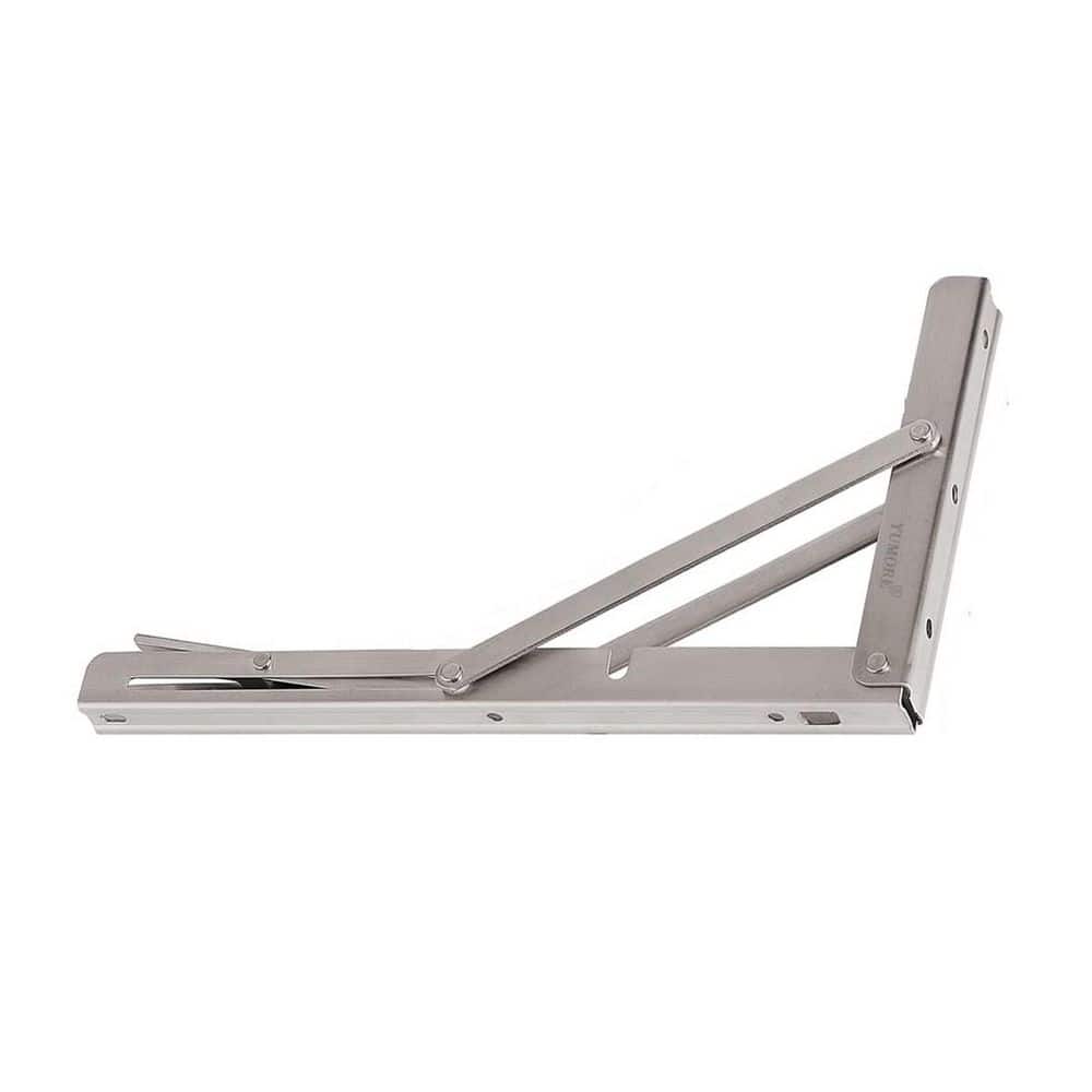 16 in. H Stainless Steel 330 lb. Load Capacity Folding Shelf Bracket, Heavy Duty and Space-Saving (2-Pack) - Hercitys