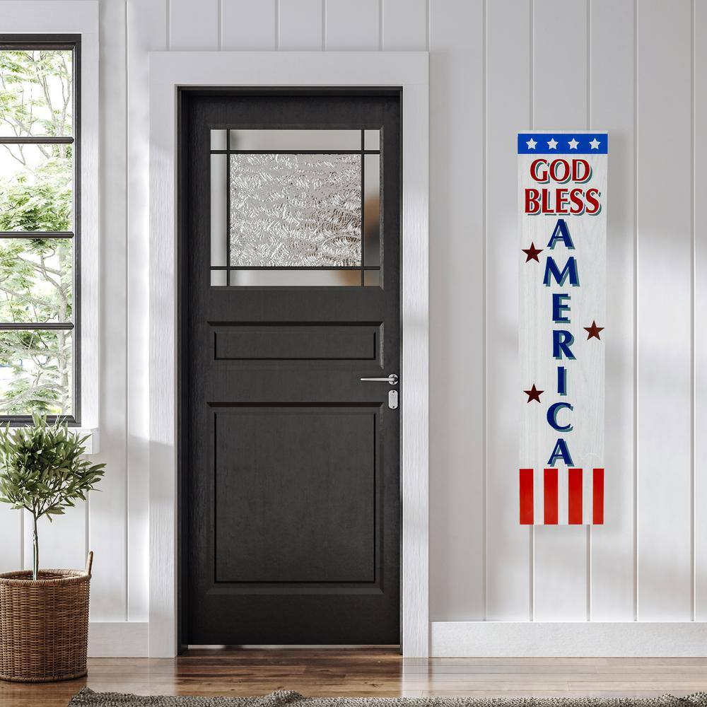 35.75 in. God Bless America Patriotic Wooden Porch Board Sign Decoration - Hercitys