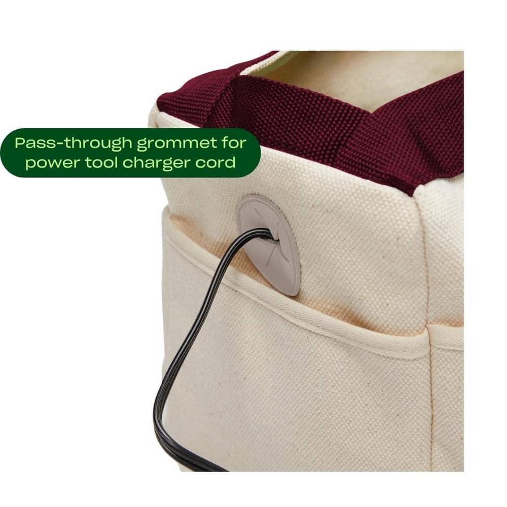 14 in. 9 Pocket Red Canvas Tool Bag - Hercitys