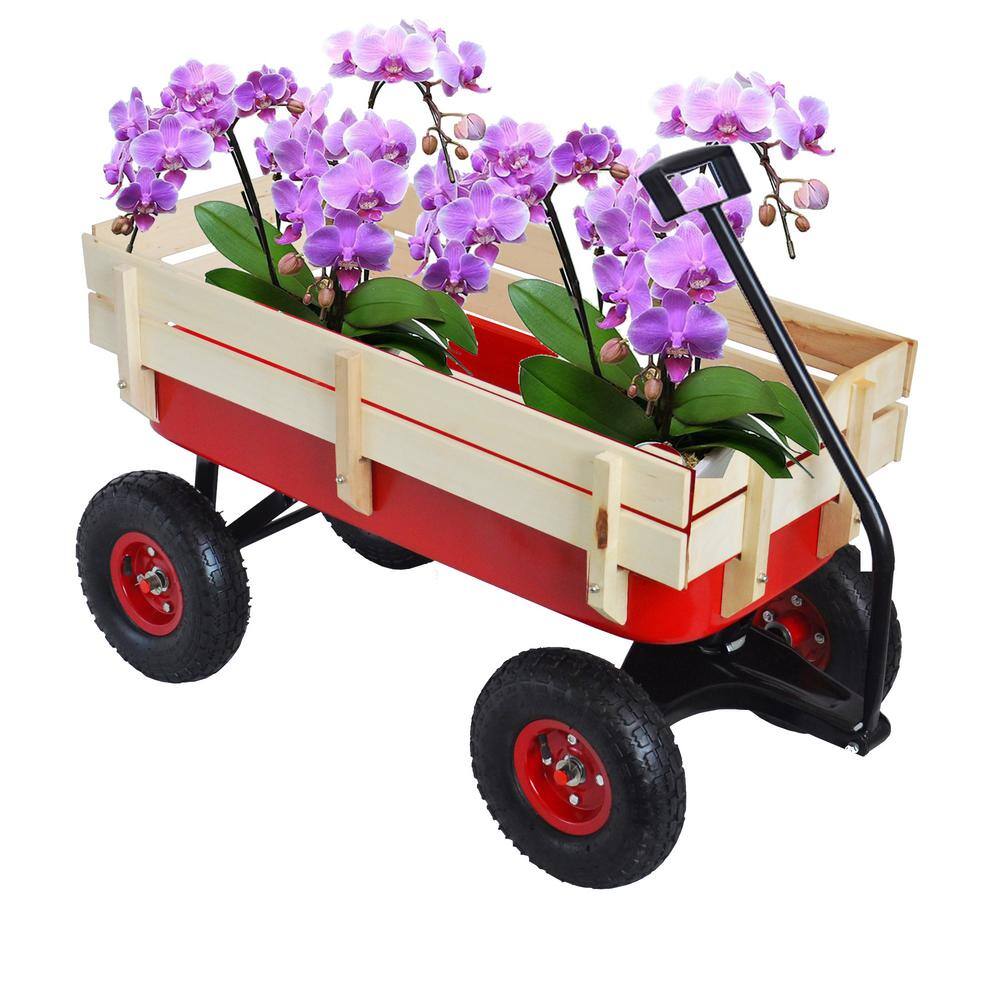 2.8 cu.ft. Steel Wagon Children Kid Garden Cart in Red - Hercitys