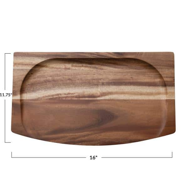 24 in. W x 1.5 in. H x 14 in. D Rectangle Brown Wood Serving Trays with Raised Edge - Hercitys