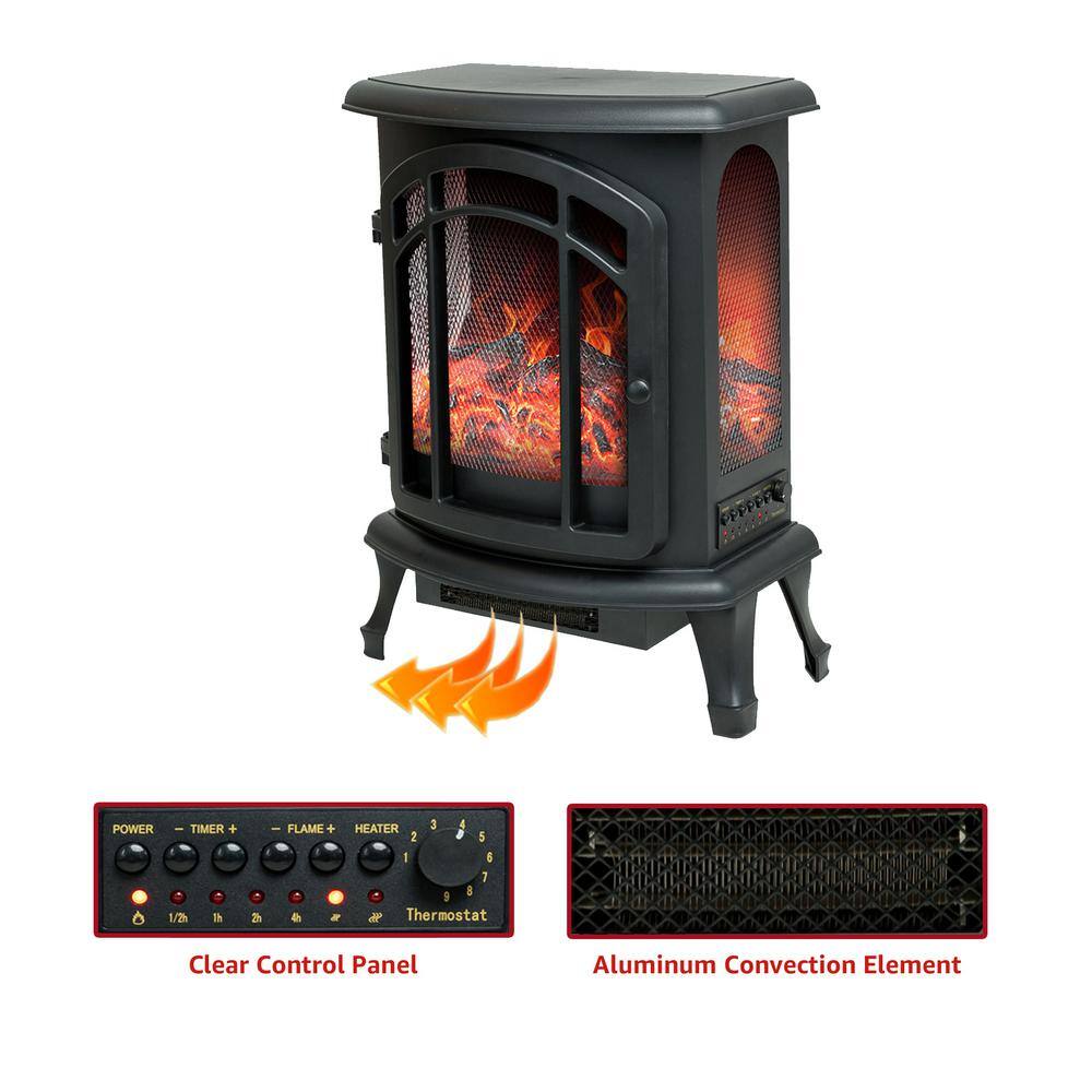 19 in. Freestanding Electric Fireplace in Black with Infrared Remote - Hercitys
