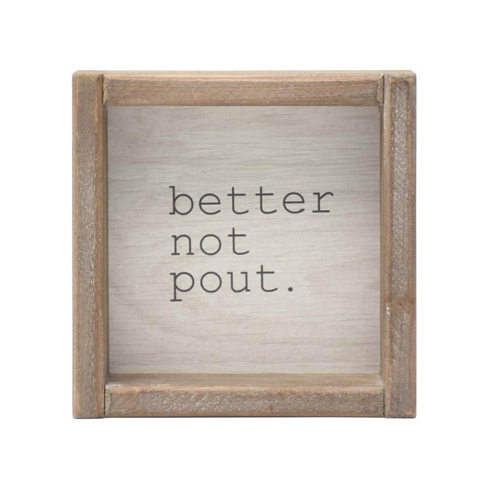 5.87 5 in. Better Not Pout Rustic Wood Christmas Tabletop Sign - Hercitys