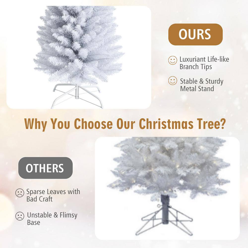 5 ft. Unlit Pencil White Artificial Christmas Tree Leafy Slim Xmas Tree - Hercitys