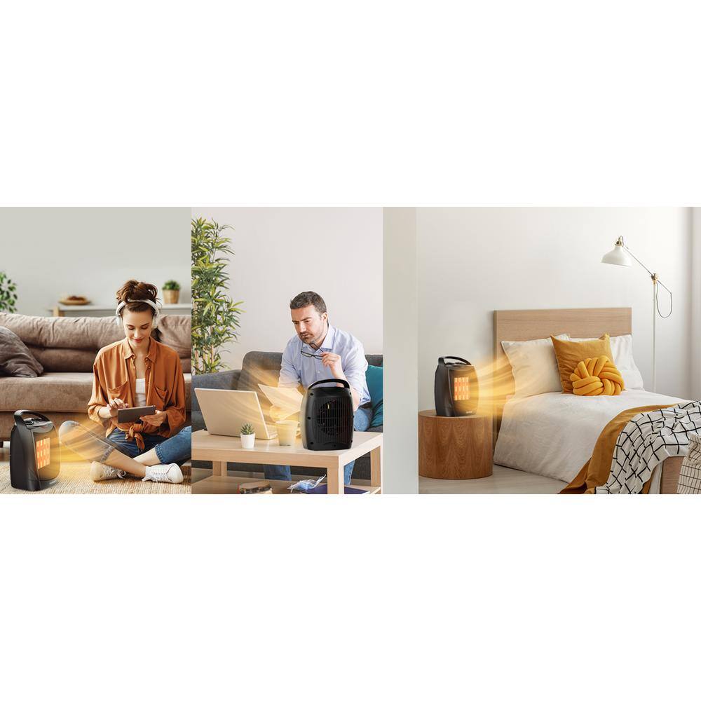 1500-Watt 10.2 in. Black Electric Indoor Tower Convection Ceramic Fan Space Heater with Thermostat With Living Space - Hercitys