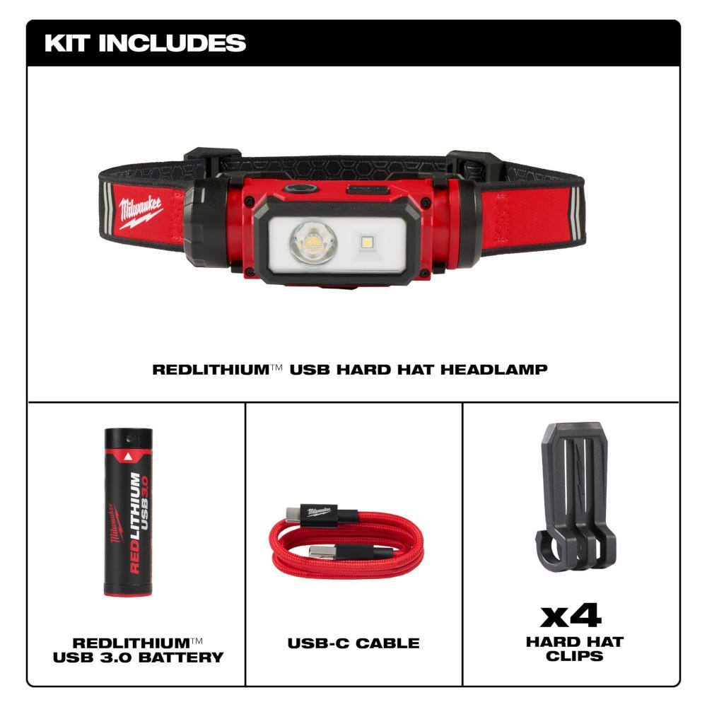 550 Lumens LED REDLITHIUM USB Stick Light with Magnet and 600 Lumens LED REDLITHIUM Hard Hat Headlamp - Hercitys