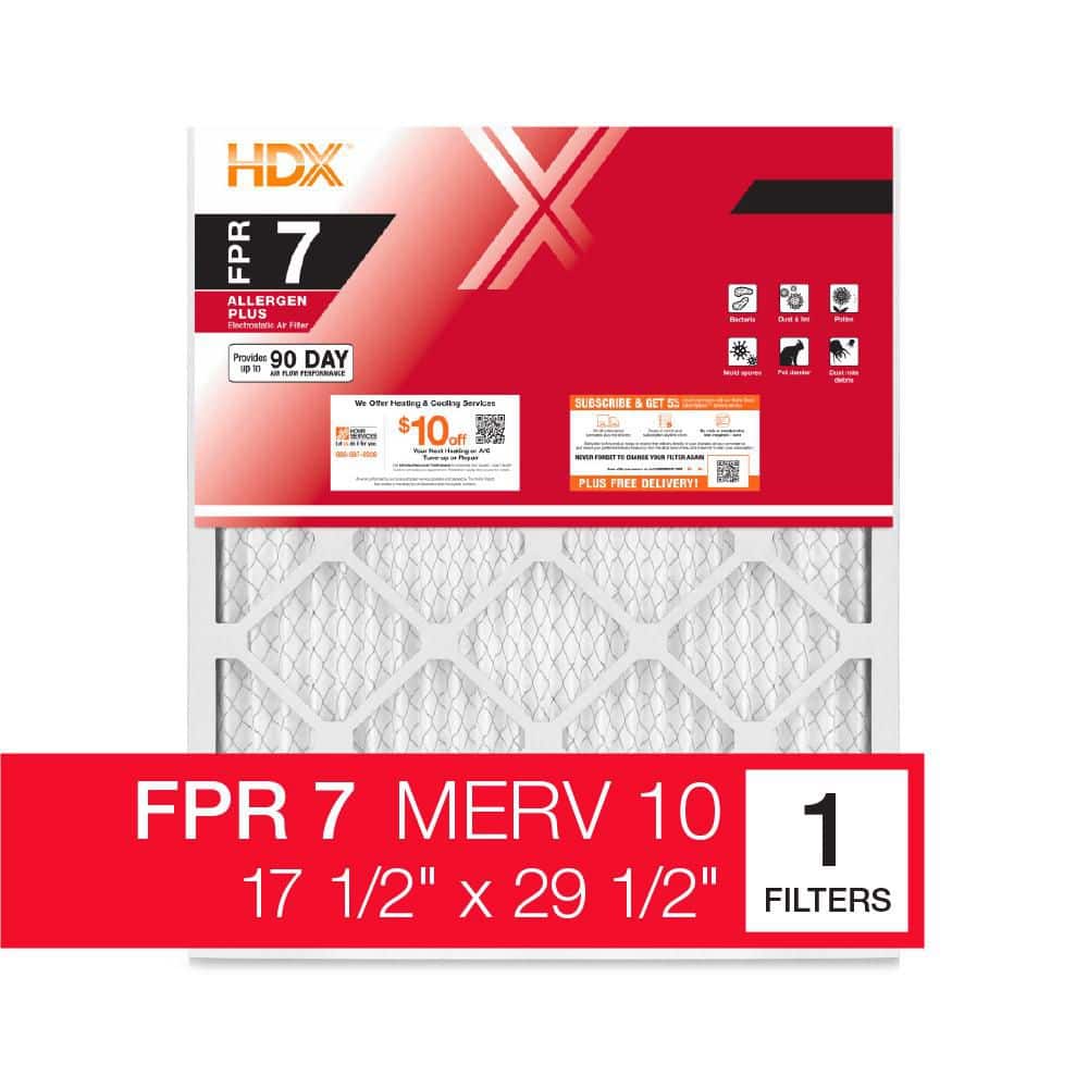 17.5 in. x 29.5 in. x 1 in. Allergen Plus Pleated Air Filter FPR-7, MERV-11 - Hercitys
