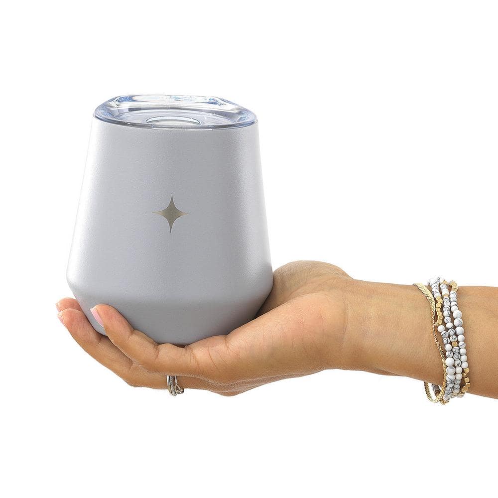 12 oz. Grey Stainless Steel Vacuum Insulated Stemless Wine Tumbler with Lid - Hercitys