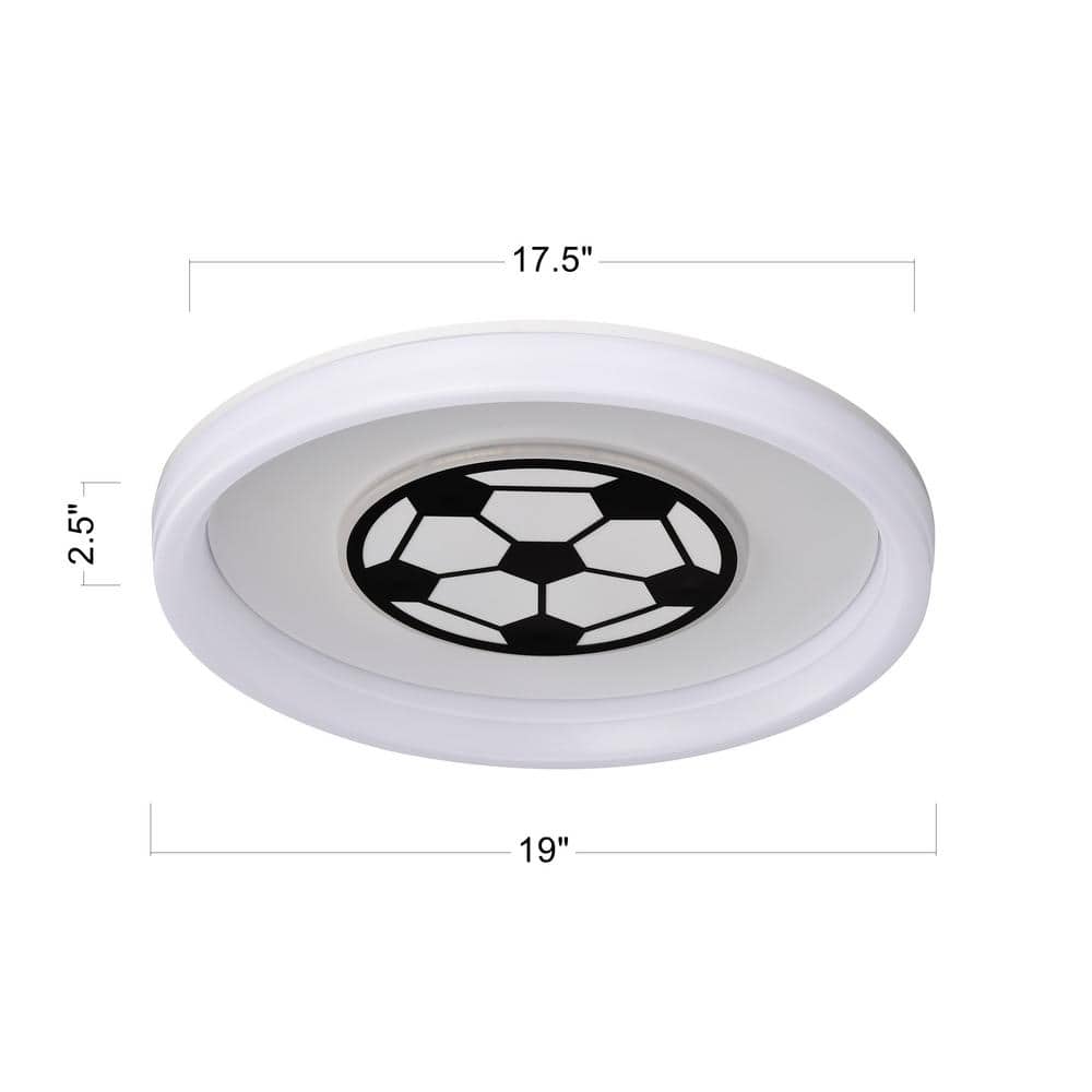 19 in. 95-Watt Modern Soccer Pattern Integrated LED Flush Mount with White Acrylic Shade - Hercitys