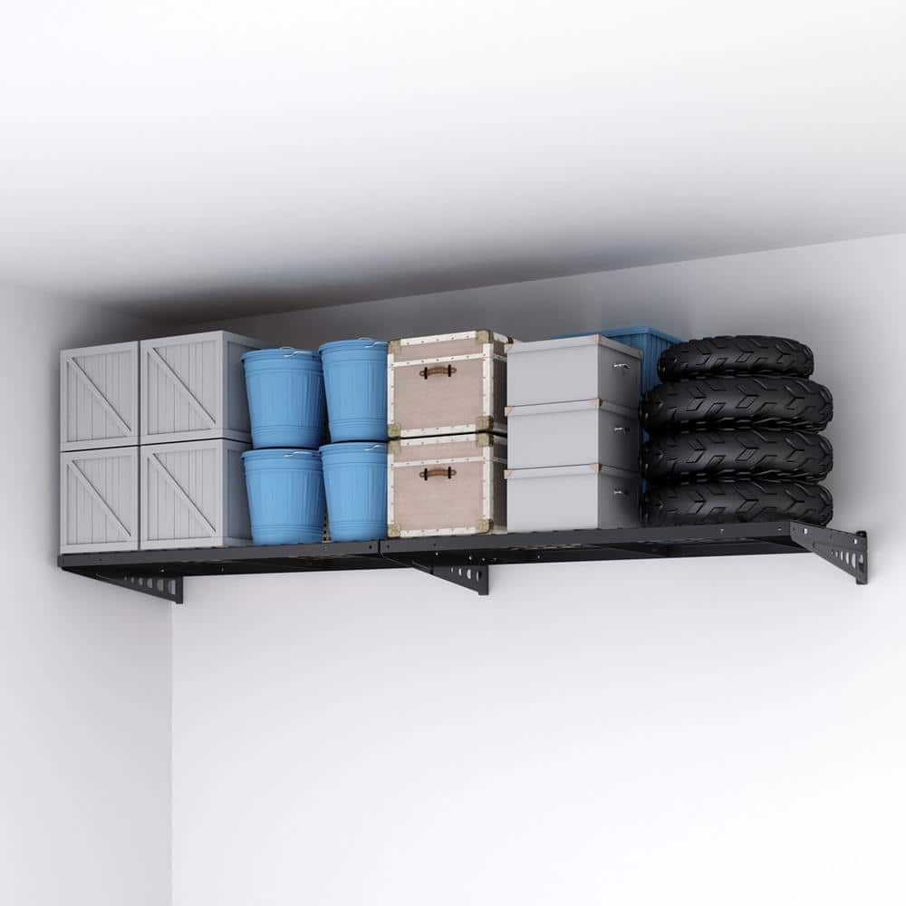 24 in. x 48 in. Heavy Duty Wall Shelf with Brackets in Black - Hercitys