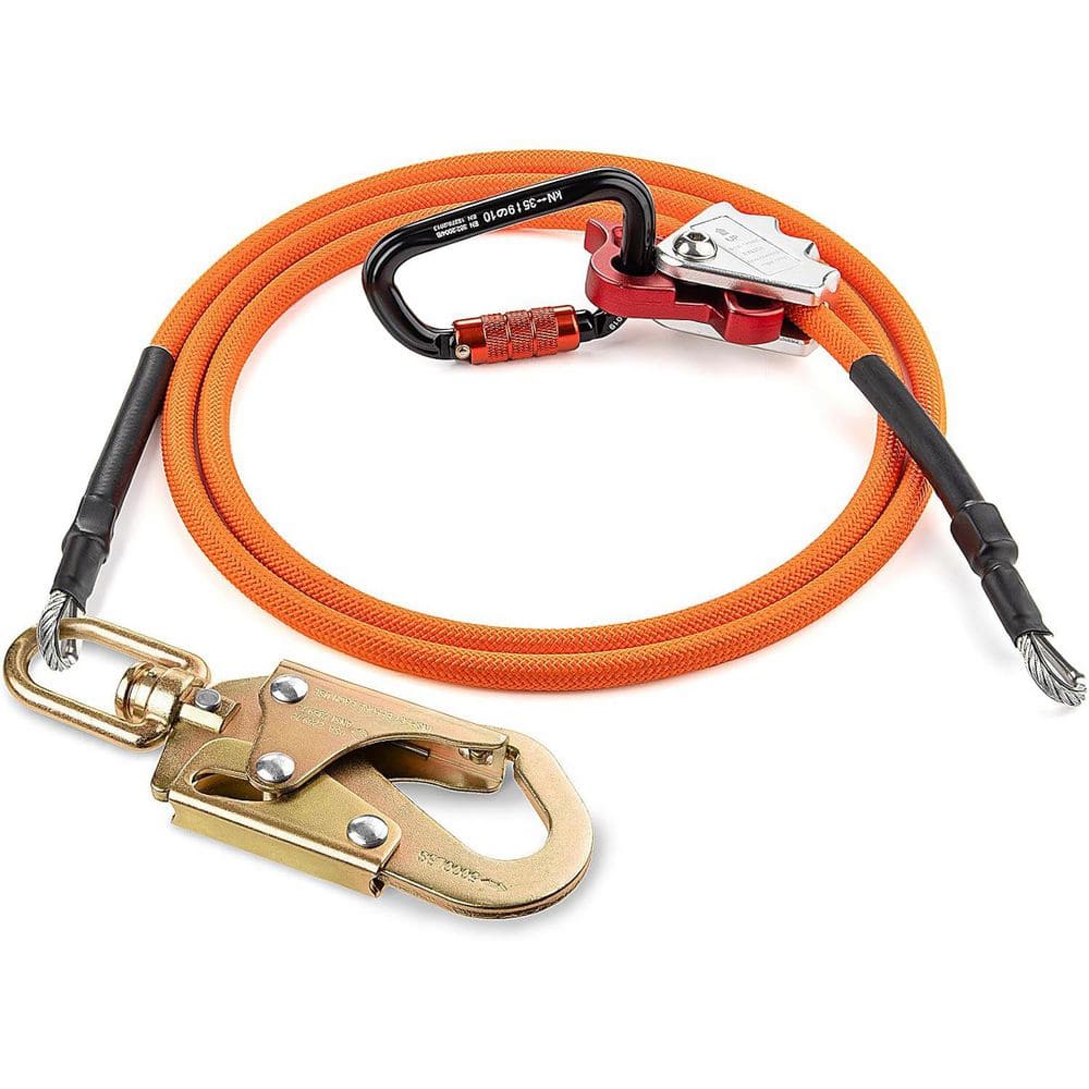 12 ft. Steel Wire Core Flipline Fall Protection Arborist Tree Climbing Lanyard with Swivel Snap Hook Carabiner Adjuster - Hercitys