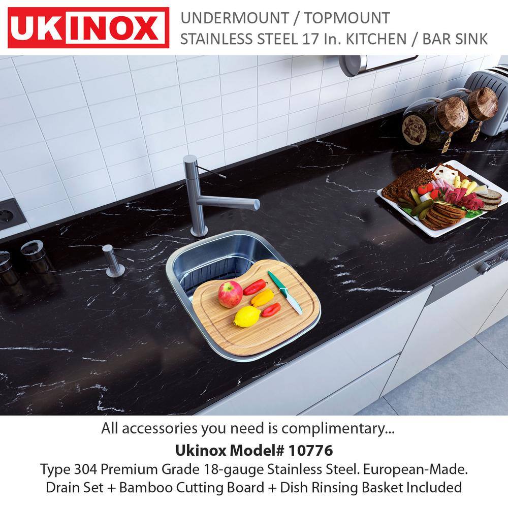 18 Gauge Stainless Steel 17 in. Dual Mount Bar Sink - Hercitys