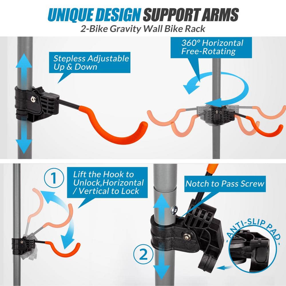 2-Bike Gravity Wall Bike Rack - Hercitys