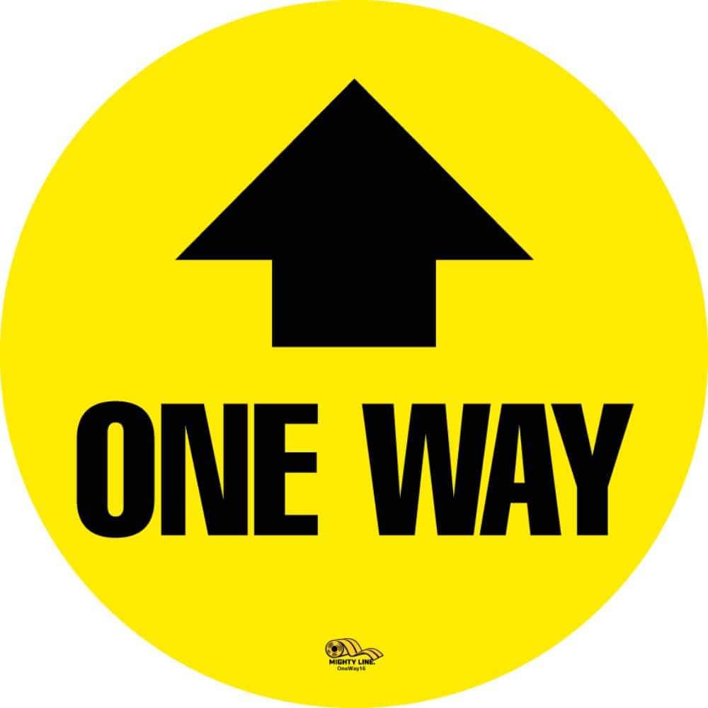 12 in. Yellow One Way Floor Sign - Hercitys