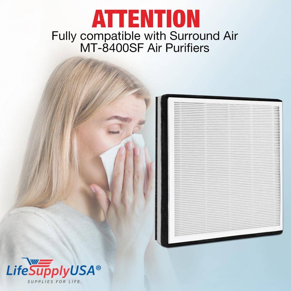 3-in-1 HEPA, Carbon, Pre Filter Replacement Compatible with Surround Air MT-8400SF Air Purifier - Hercitys