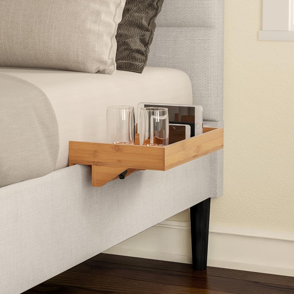 13.8 in. x 9 in. x 3.75 in. Bamboo Clamp-On Bedside Shelf - Hercitys