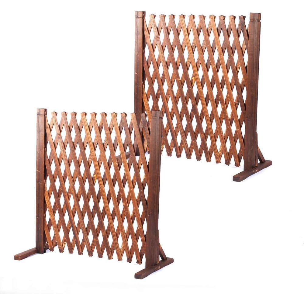 27.5 in. x 59 in. Indoor/Outdoor Retractable Expandable Garden Fence in Brown - Hercitys