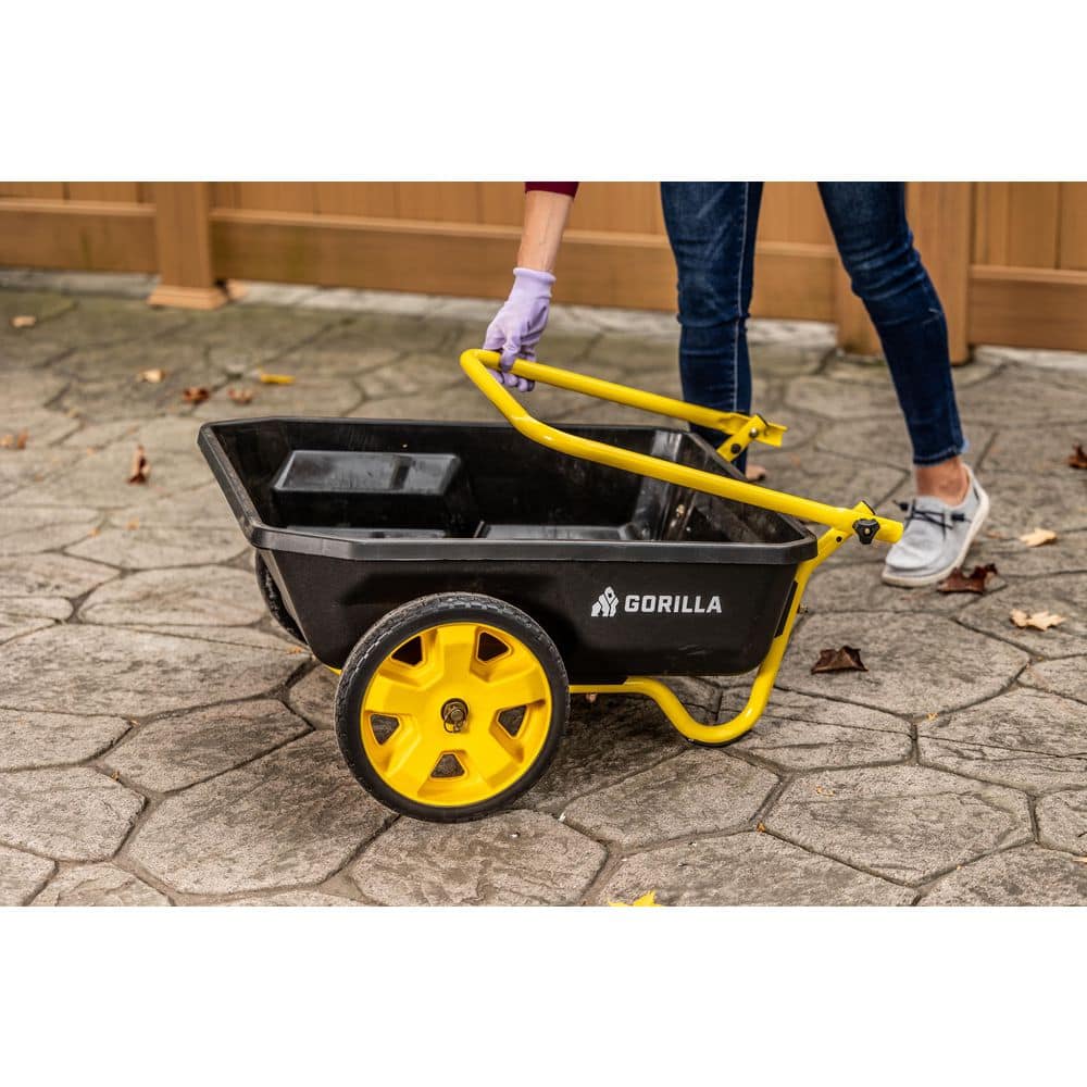 4 cu. ft. Poly Utility Garden Cart, 300 lbs. Capacity, 12 in. No-Flat Tires, Extra-Wide Foldable Handle - Hercitys