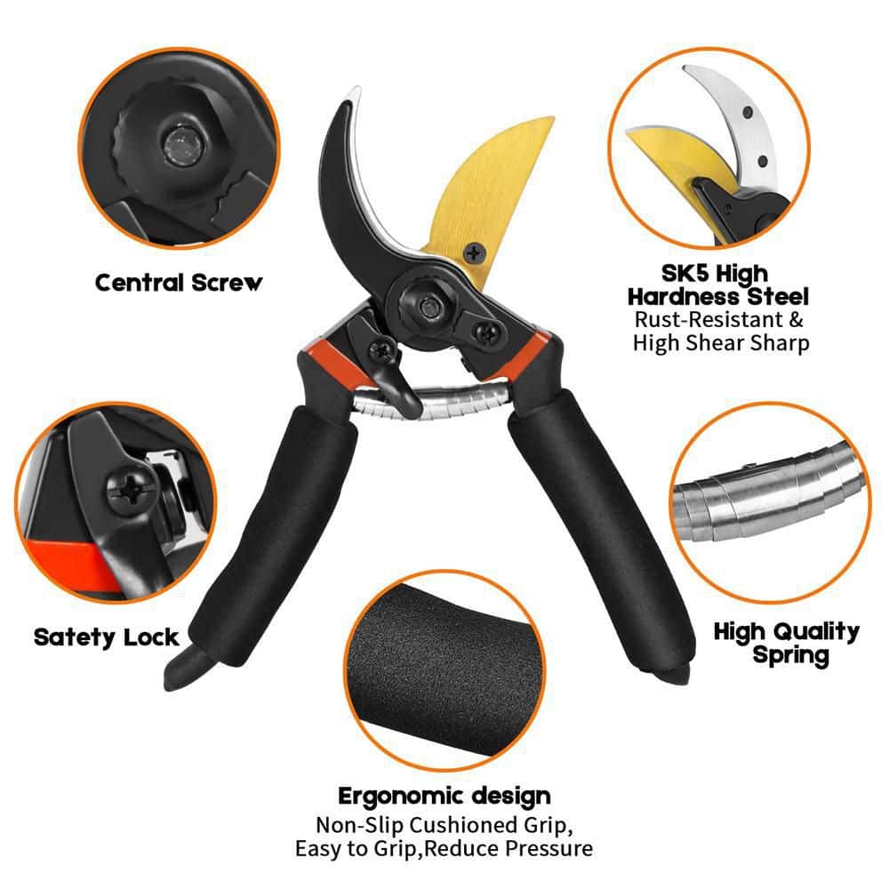 4 in. Stainless Steel Hand Pruner with Japanese Grade Gardening Shears - Hercitys