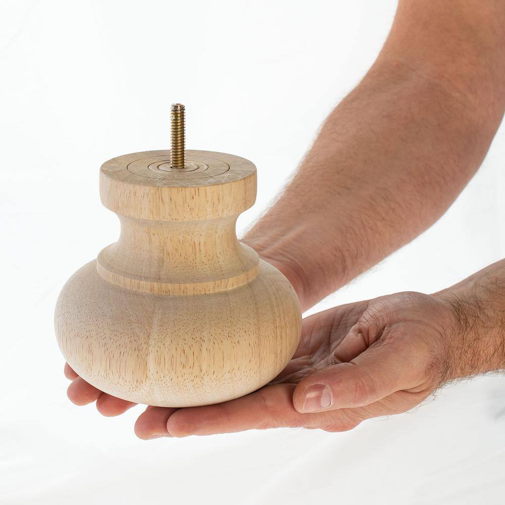 4-1/2 in. x 4-13/16 in. Unfinished Solid Hardwood Round Bun Foot - Hercitys