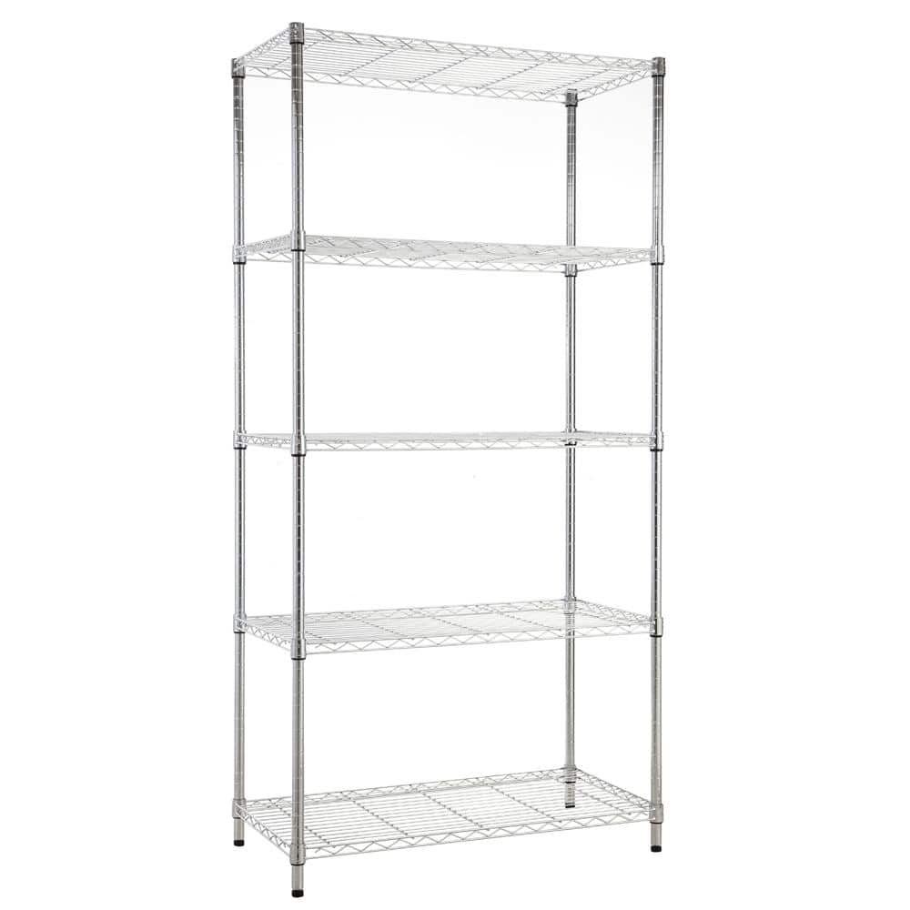 5 Tier Chrome Utility Wire Shelving Unit 14 in. x 36 in. x 72 in. - Hercitys