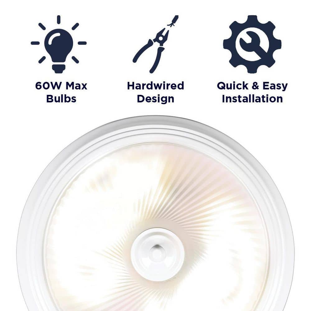 11 in. 2-Light Swirl Glass White Flush Mount - Hercitys