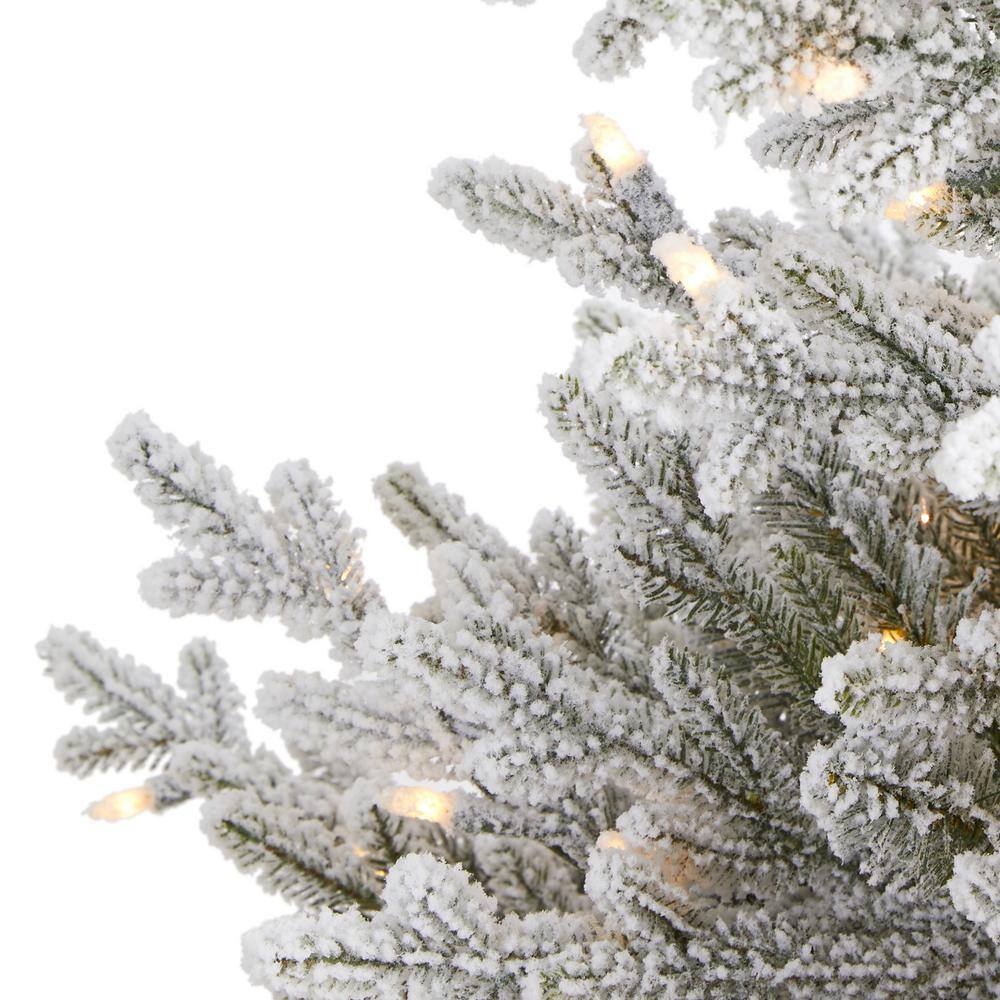 4 ft. Pre-Lit Flocked Fraser Fir Artificial Christmas Tree with 300 Warm White Lights - Hercitys