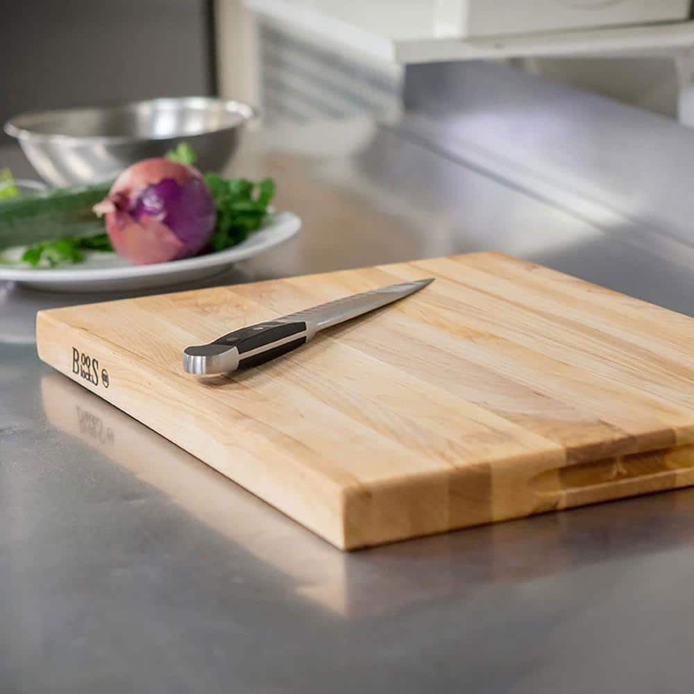 24 in. x 18 in. Edge Grain Maple Wood Reversible Cutting Board Block - Hercitys