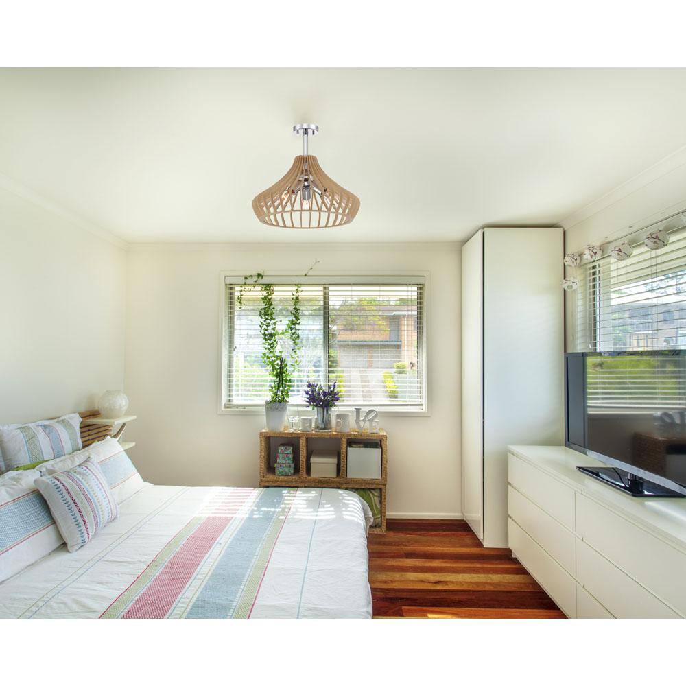 17.75 in. Sanaa 3-Light Kula Wood Ceiling Light Semi Flush Mount - Hercitys