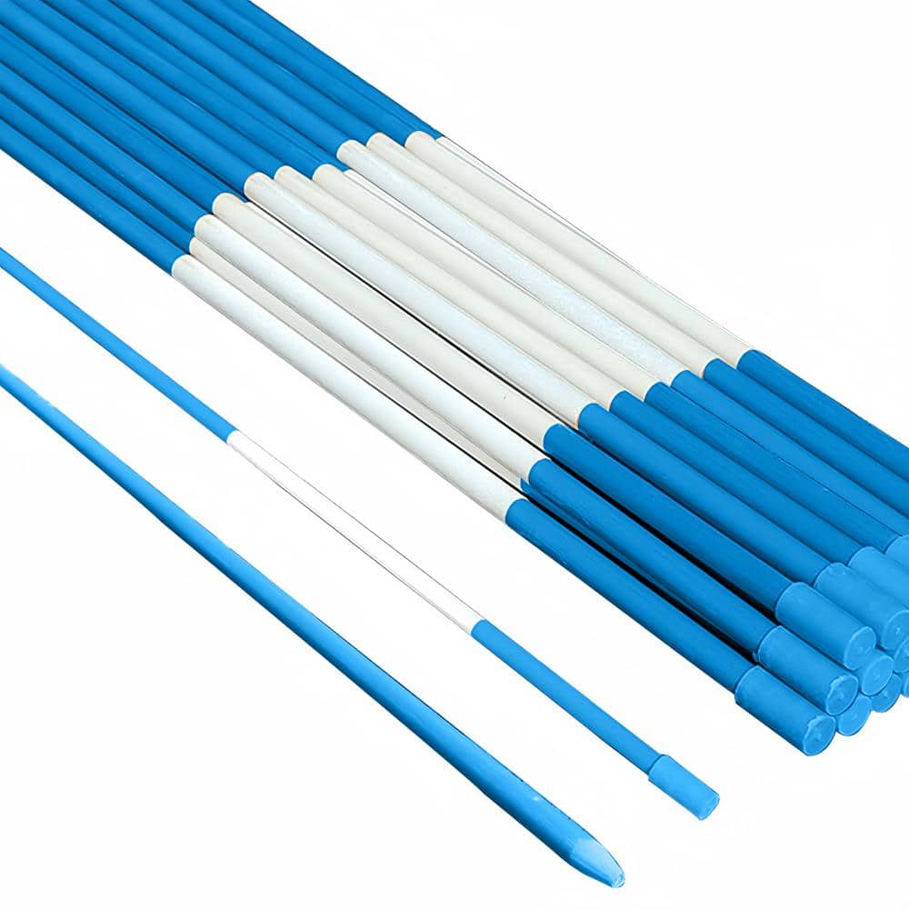 48 in. Blue Driveway Markers 1/4 in. Dia Snow Poles with 360° Reflective Strip (20-Pack) - Hercitys