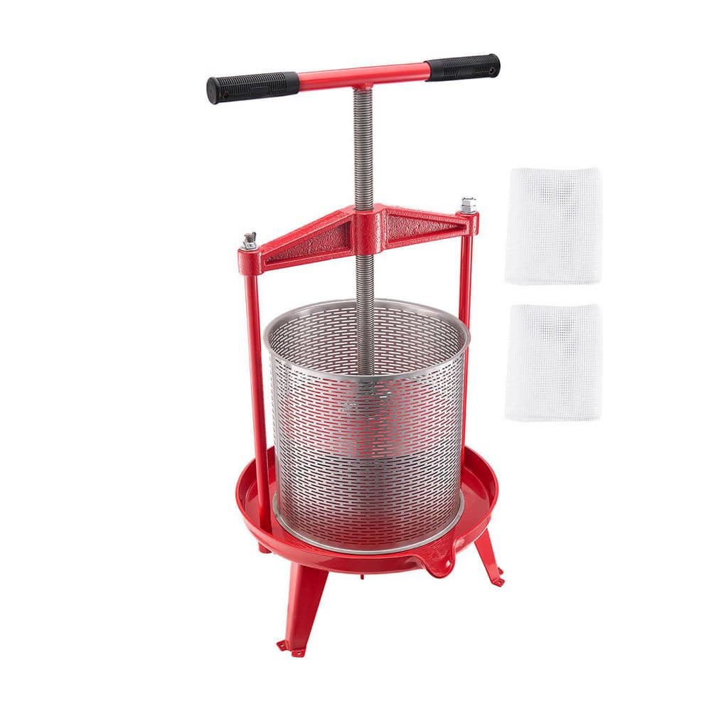 3.69Gal/14L Fruit Wine Press, Stainless Steel Basket with Cross-Beam, Manual Cider & Juice Maker with T-Handle for Apple - Hercitys