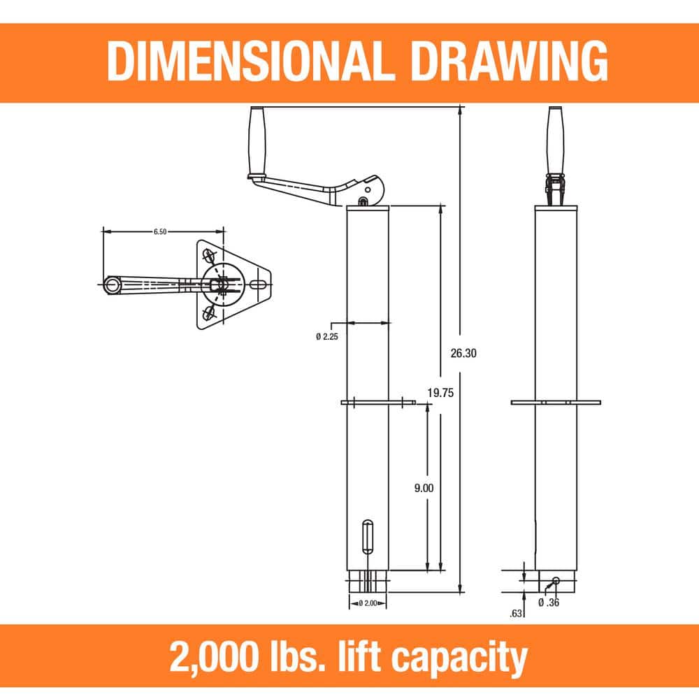 5,000 lbs. Capacity Travel A-Frame Trailer Jack - Hercitys