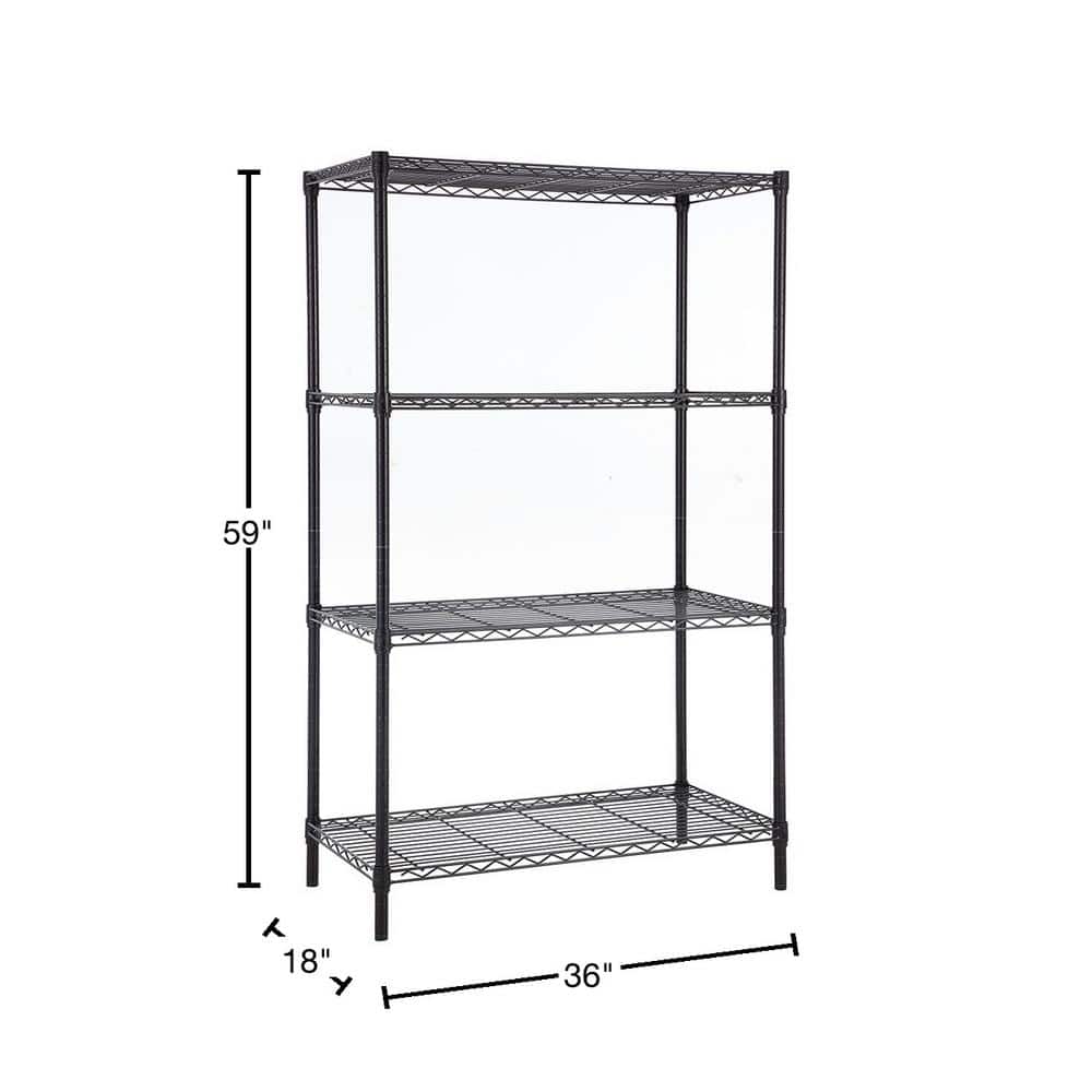 4-Tier Black Coating Utility Wire Shelving Unit (18 in. D x 36 in. W x 59 in. H) - Hercitys