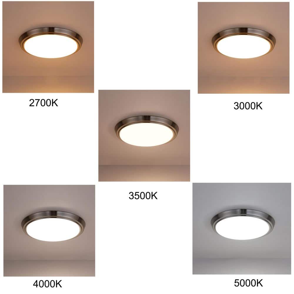 11.02 in. Brushed Nickel Selectable LED Flush Mount Ceiling Light Fixture (4-Pack) - Hercitys