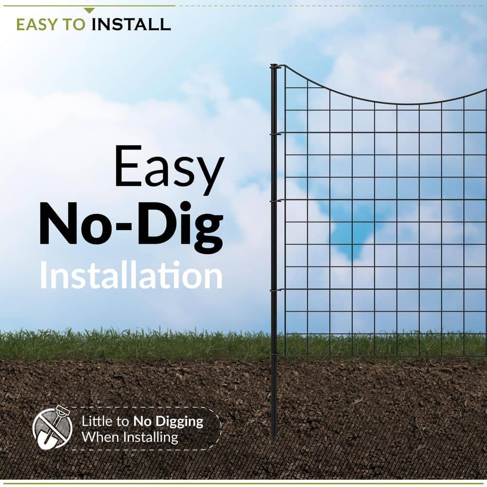 3.25 ft. H x 3 ft. W Zippity Black Metal Garden Fence Panel with Stakes (5-pack) - Hercitys