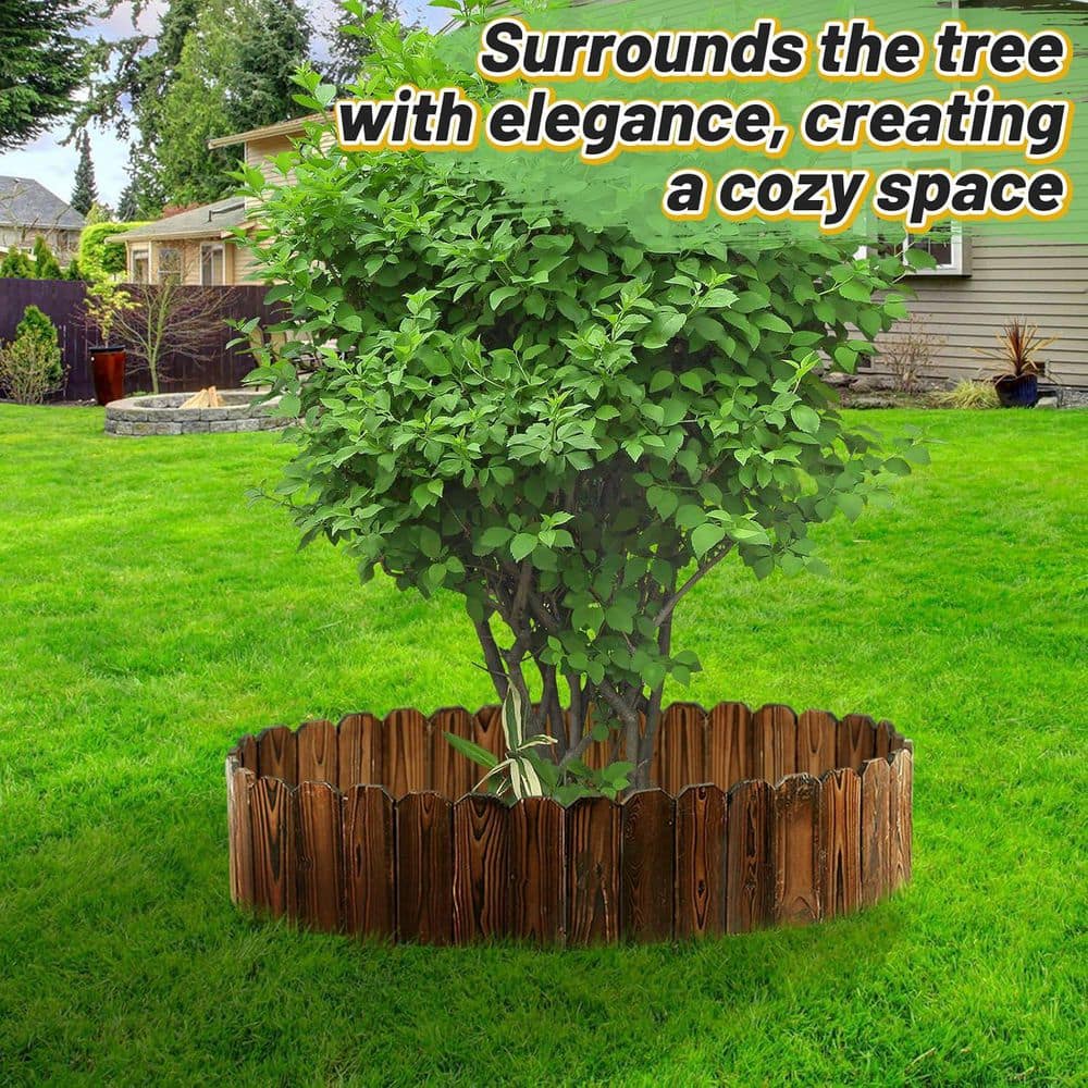 1 in. x 14 in. x 141.6 in. Sturdy Brown Pine Wood, Garden Fence Edging, No Fading Wooden Planter Fencing Yard Pathway - Hercitys